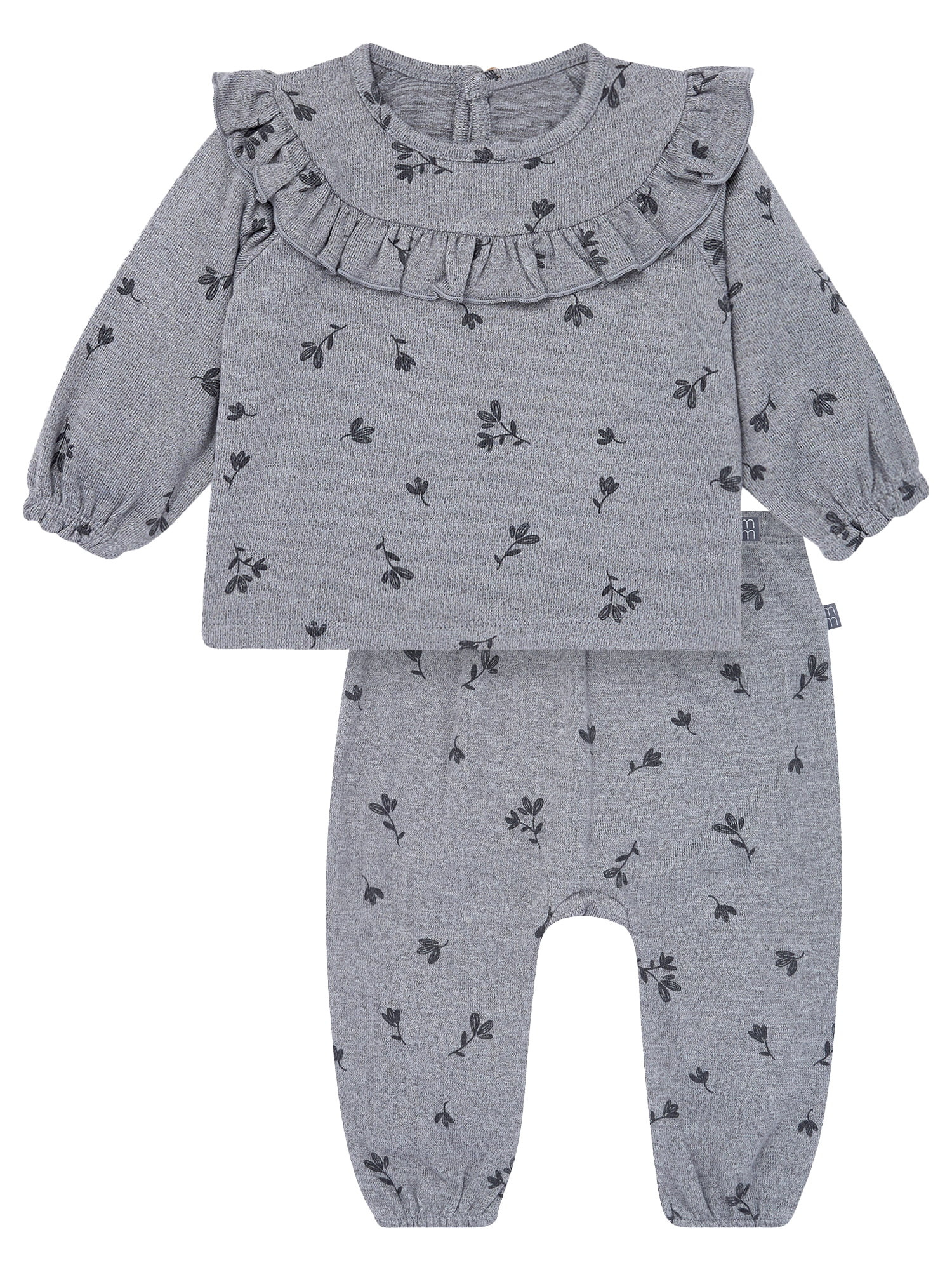 Modern Moments by Gerber Baby Girl Hacci Outfit Set With Ruffle, 2-Piece, Sizes 0/3 Months -24 Mo... | Walmart (US)