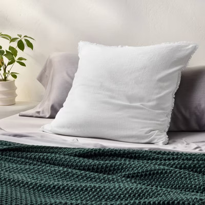 Euro Heavyweight Linen Blend Throw Pillow White - Casaluna™: Square Indoor Bolster, Removable C... | Target