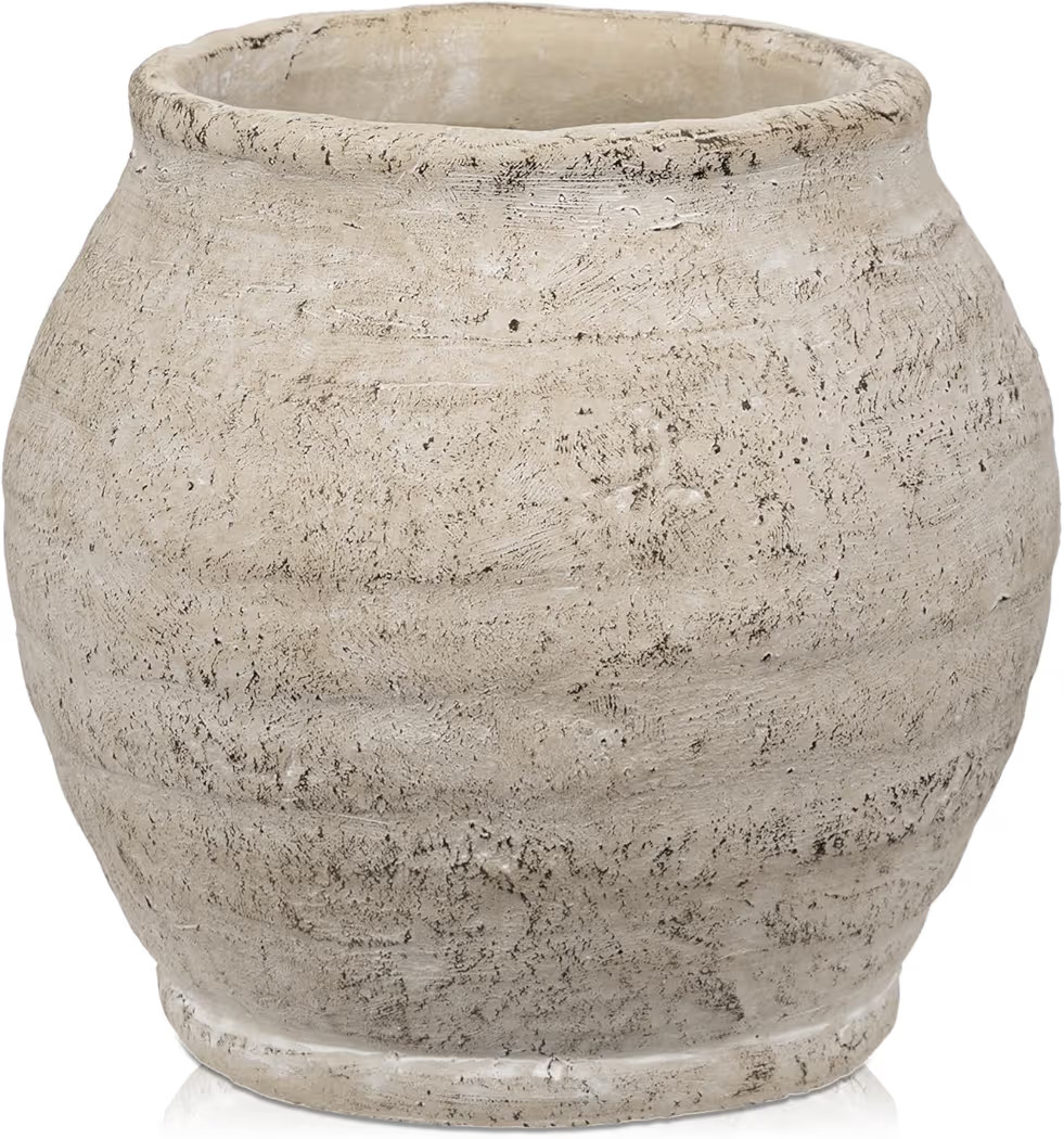 Briful 6.1'' Large Ceramic Rustic Vase Shabby Vintage Textured Vase, 4.72'' Wide Mouth Pampas Jar... | Amazon (US)