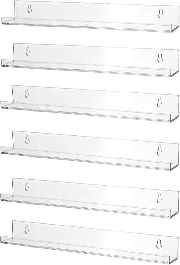 Sooyee 6 Pack Acrylic Shelves,15 Inch Floating Bookshelf Wall for Kids Room,Picture Ledge Display... | Amazon (US)