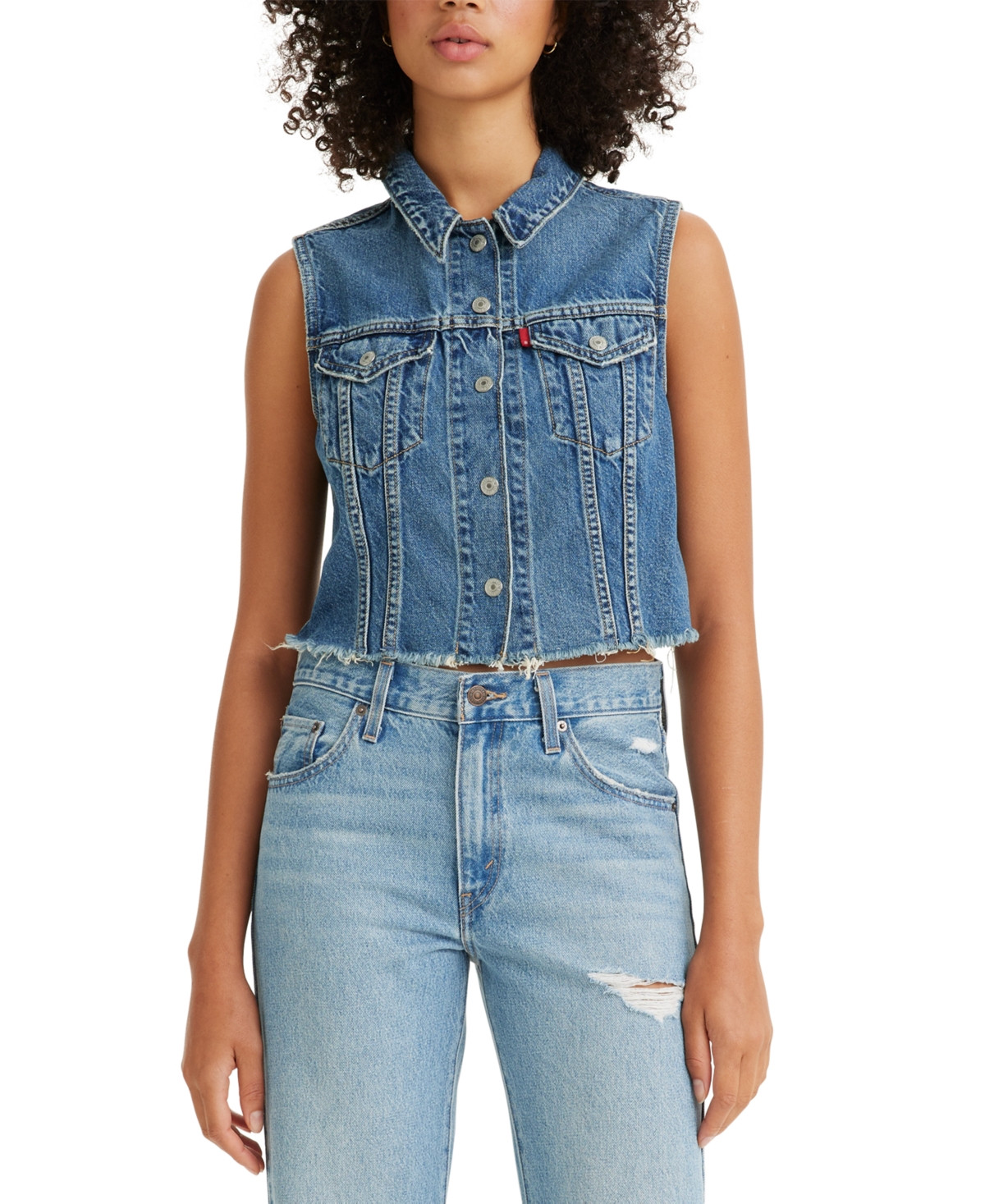 Levi's Women's Xs Cropped Denim Vest | Macys (US)
