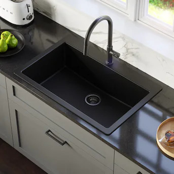 Karran Drop-in or undermount 33.0-in x 22.0-in Quartz Single bowl Kitchen Sink | Lowe's