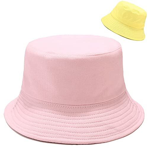 XYIYI Pink Yellow Bucket Hat Fashion Beach Fisherman Hats for Women, Reversible Double-Side-Wear | Amazon (US)