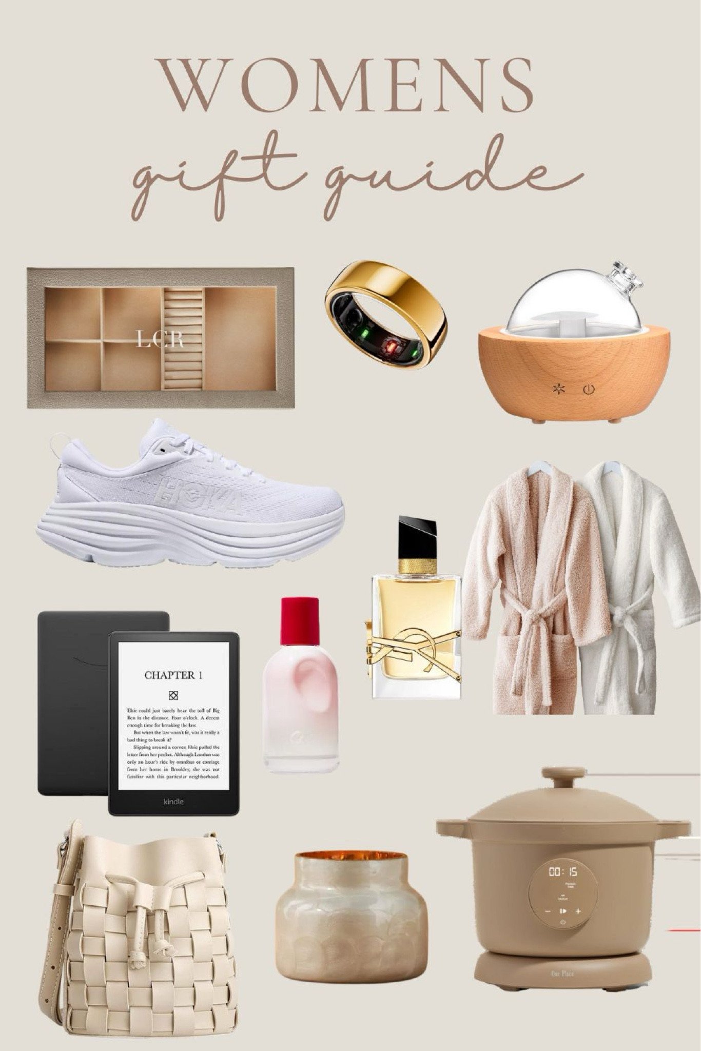 Jewelry box. Oil diffuser. Perfume. Oura ring. Robe. Purse. Sneakers. Always Pot. Kindle. Candle  

#LTKHoliday #LTKSeasonal #LTKGiftGuide