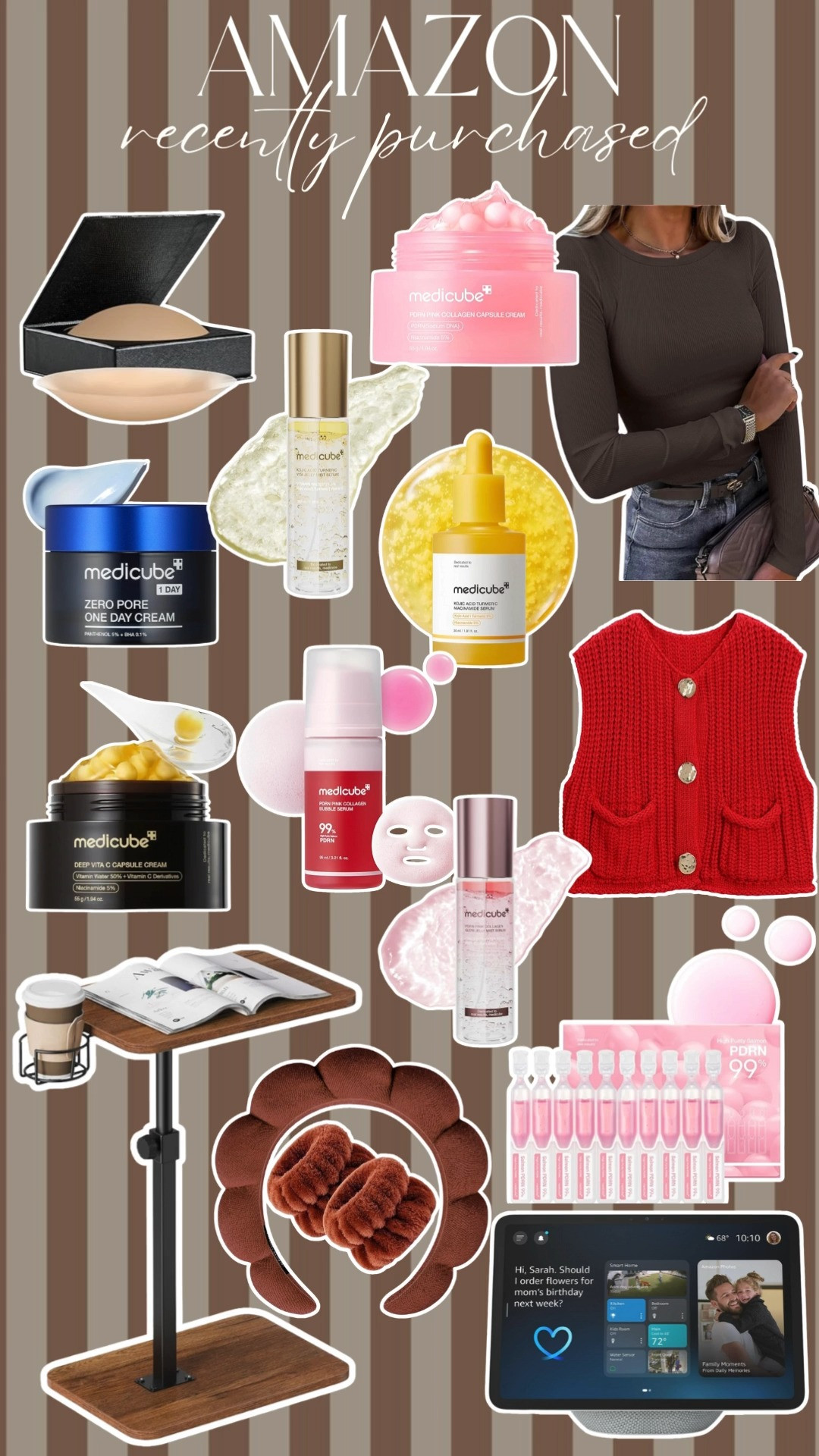 amazon. recently purchased. trending. best sellers. viral. affordable. skincare. medicube. long sleeve tee. bed table. skincare. amazon echo. sweater vest. nipple covers.  

 #LTKSeasonal #LTKFindsUnder50 #LTKFindsUnder100