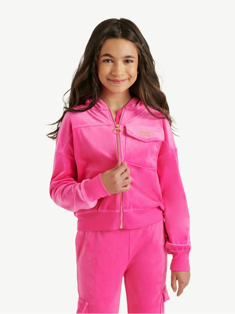 Justice Girls Velour Hooded Full Zip, Sizes XS - XLP | Walmart (US)