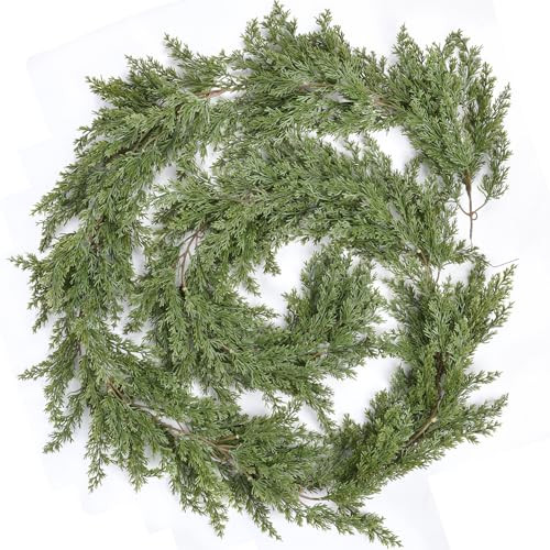 Fomlily Pine Christmas Garland, 6Ft Christmas Greenery Garland,Realistic Cedar Garland Cypress Garland for Holiday Mantel Fireplace Table Centerpiece Decor | Amazon (US)