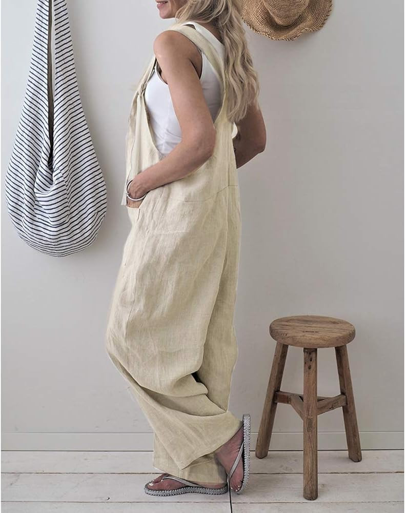 MINTLIMIT Women's Overalls Baggy Tie Knot Strap Pocket Wide Leg Pants Loose Rompers Jumpsuit | Amazon (US)