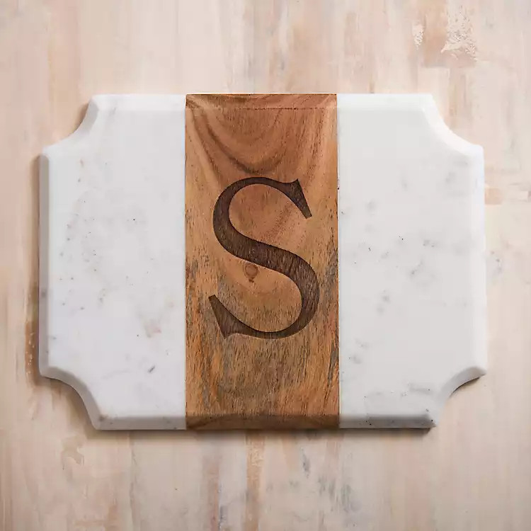Marble and Acacia Monogram S Cutting Board | Kirkland's Home