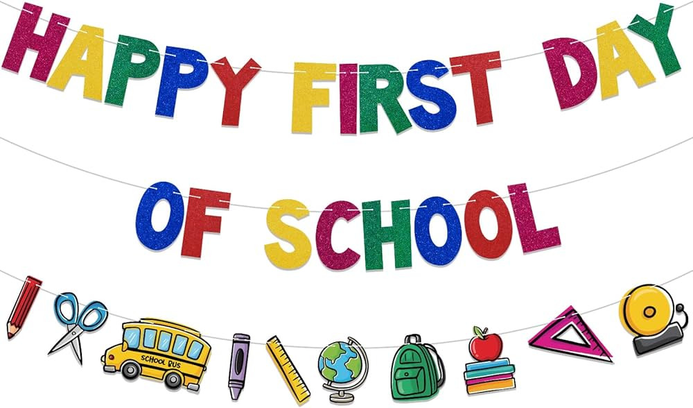 Happy First Day of School Banner, Pre-strung, Back to School Decorations, Back to School Garland,... | Amazon (US)