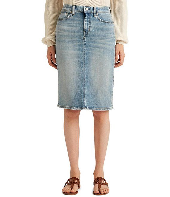 Stretch Denim 5-Pocket Pencil Skirt | Dillards