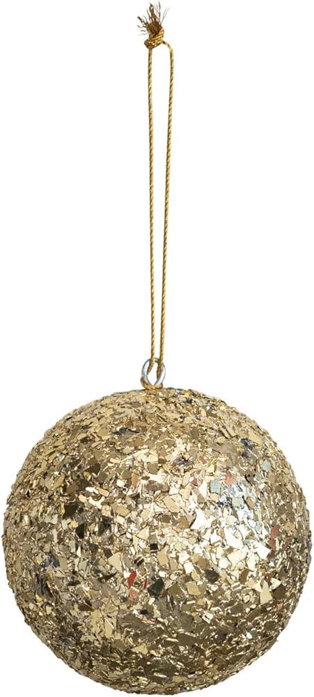 Creative Co-Op 4' Round Glass Ball Ornament w/Mica Flakes, Gold Finish | Amazon (US)