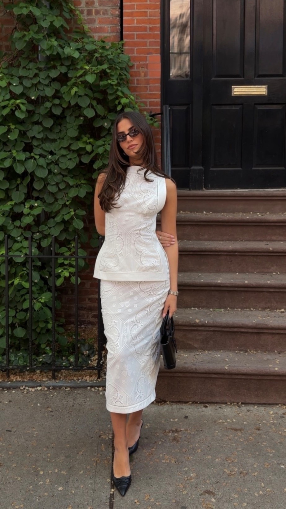 Wearing size small in top and bottom!

Summer outfit inspo matching set white outfit