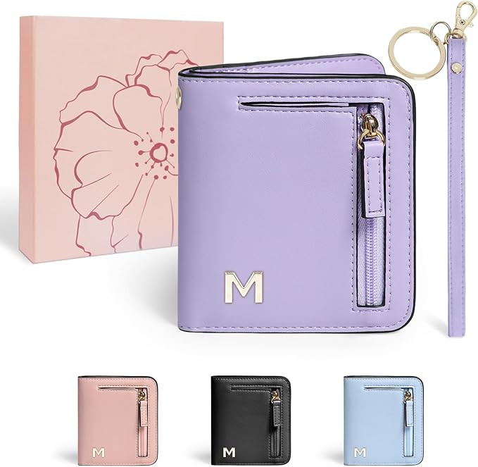 COSHAYSOO Initial RFID Wallet for Teen Girls Purple Letter M | Amazon (US)