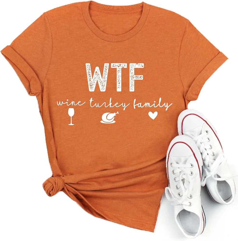 Thanksgiving Wine Turkey Family Shirt for Women Wine Glasses Graphic Tee Shirt Casual Short Sleev... | Amazon (US)