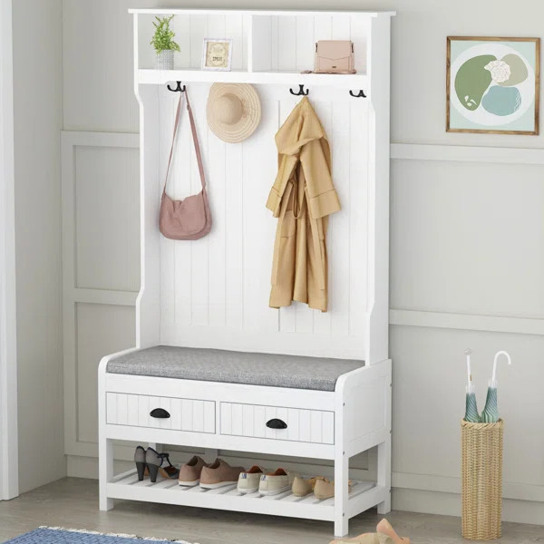 34.3'' Wide Hall Tree with Bench and Shoe Storage | Wayfair North America