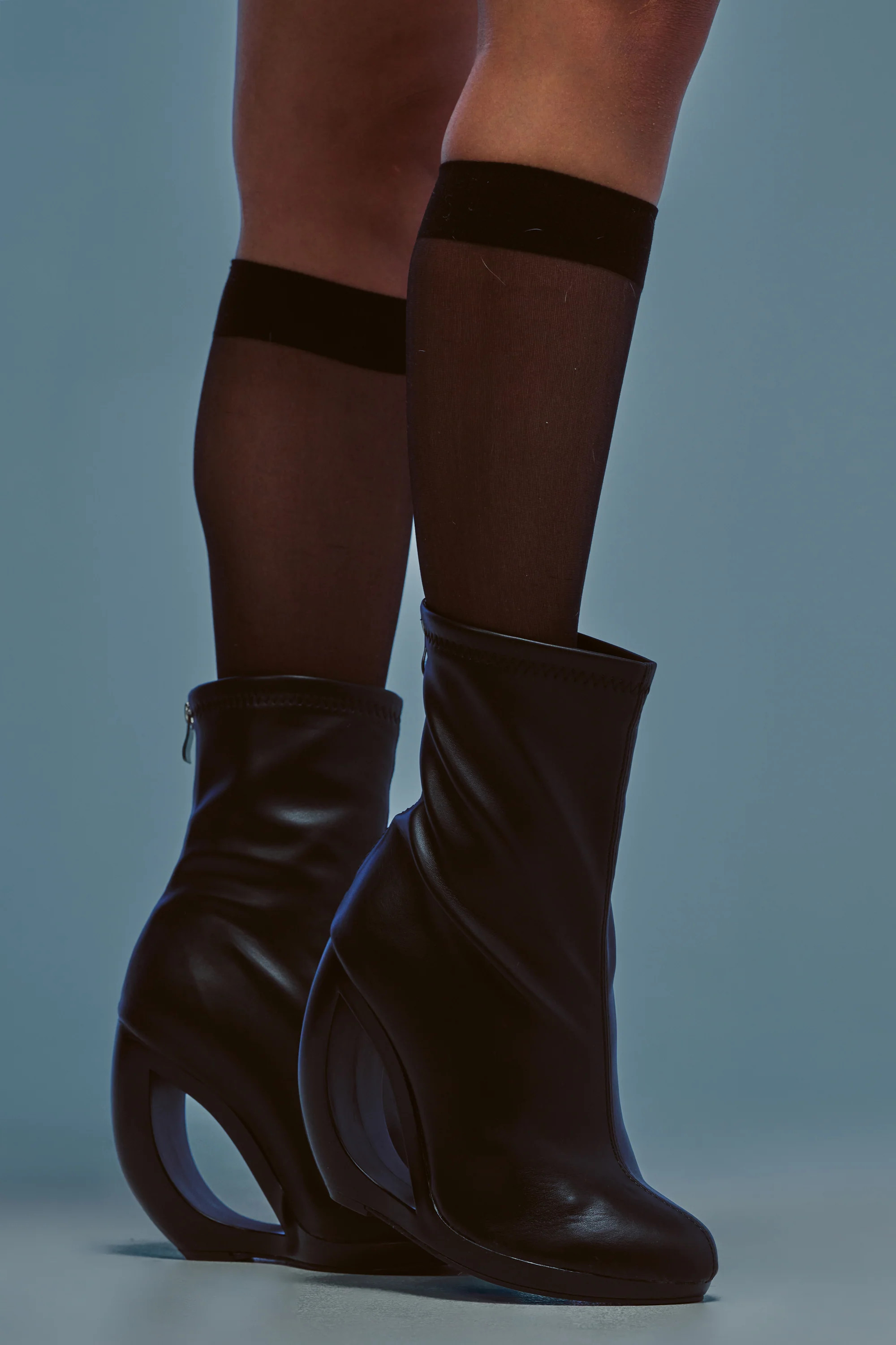 Black Open Wedge Ankle Bootie, Almond Toe | AKIRA | AKIRA