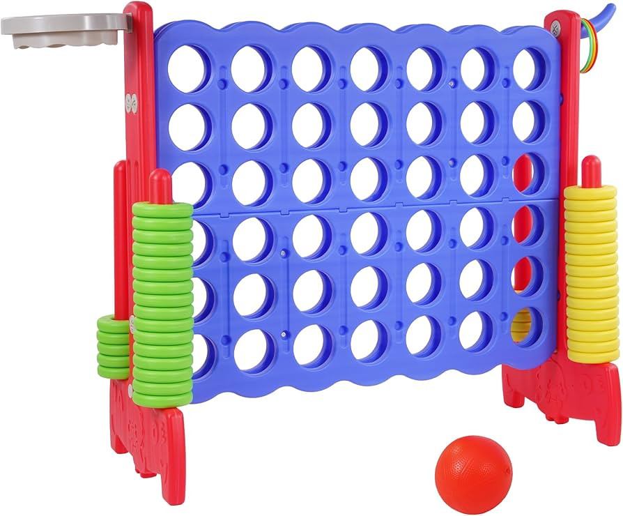 Giant 4-in-A-Row Connect Game Outdoor, Jumbo 4-to-Score Yard Games for Kids and Adults with Baske... | Amazon (US)