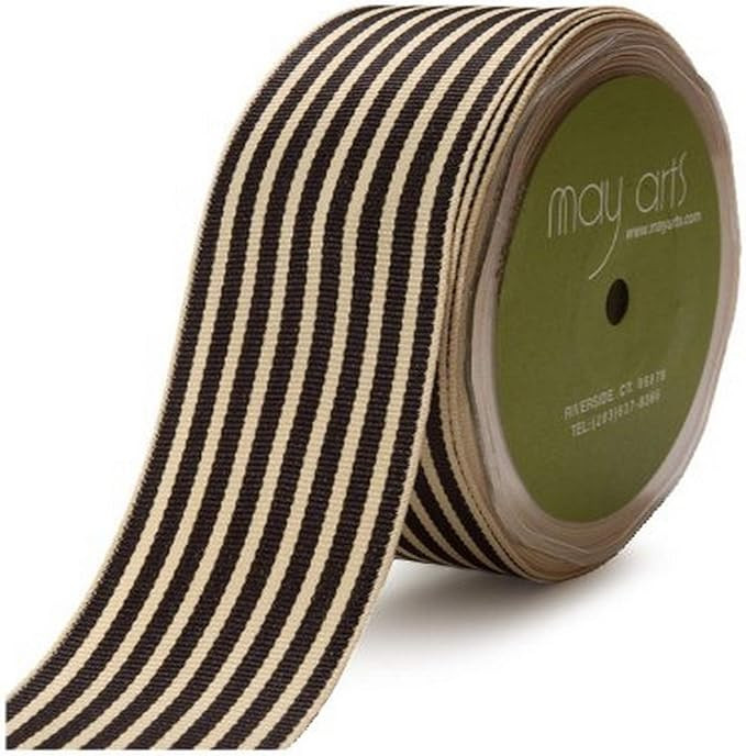 May Arts 1-1/2-Inch Wide Ribbon, Black Grosgrain Stripe | Amazon (US)