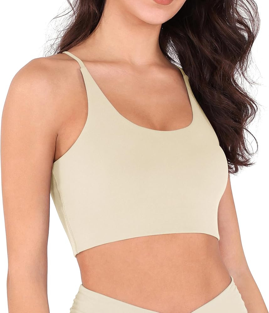 ODODOS Halter Sports Bra for Women Non Padded Strappy Cropped Tops Workout Yoga Crop | Amazon (US)