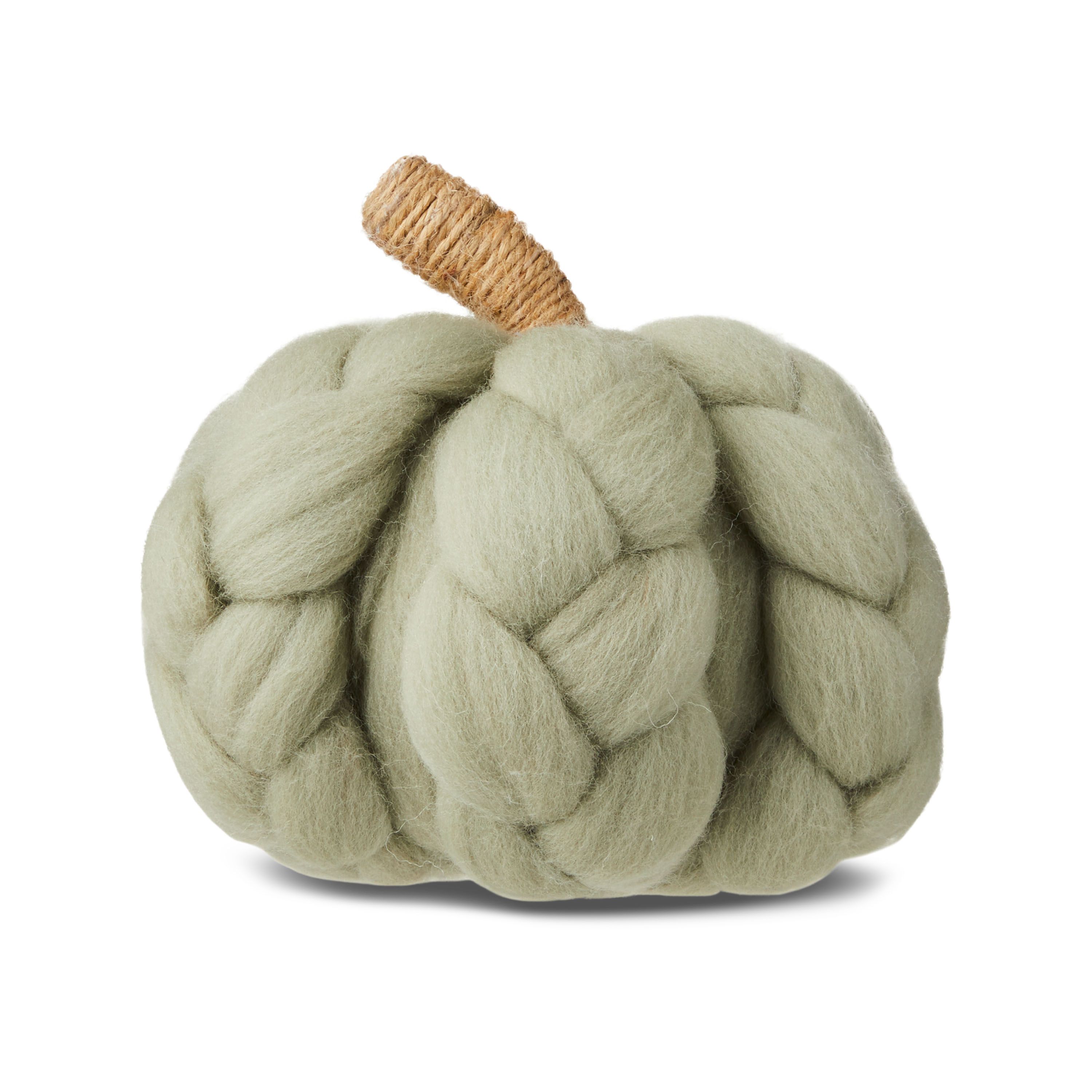 Harvest Sage Green Wool Braided Pumpkin Tabletop Decoration, 5.5 in, by Way To Celebrate - Walmar... | Walmart (US)