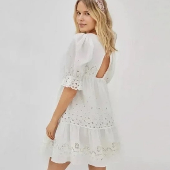 Anthropologie Babydoll Boho Forever That Girl Audrina Eyelet Mini Dress | Poshmark