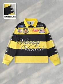 ROMWE MEN Street Life Men's Striped Preppy Long Sleeve Casual Polo Shirt, Fashionable & Versatile... | SHEIN