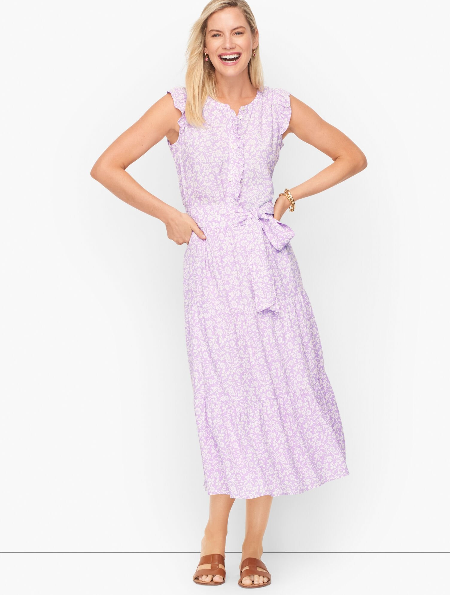 Tiered Midi Dress - Floral Vines | Talbots