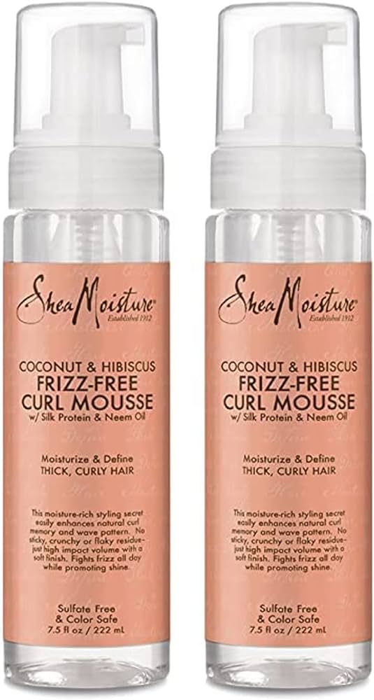 SheaMoisture Curly Hair Products, Coconut & Hibiscus Curl Mousse, Frizz Free Hair with Silk Prote... | Amazon (US)