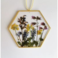 Flower Sun Catcher Framed Pressed Frame in Resin Window Hanging Real Meadow Dried Flowers Decor Art | Etsy (US)