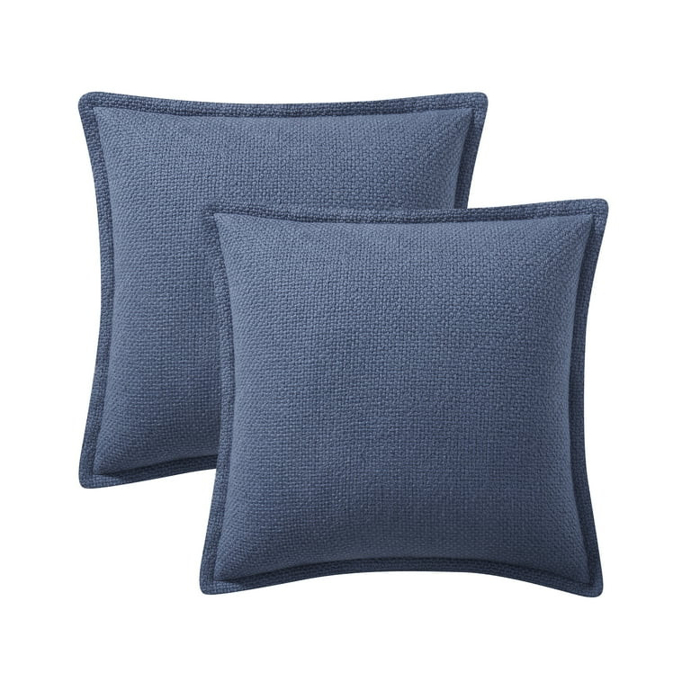 My Texas House 20" x 20" Allie Reversible Solid Blue Cotton Decorative Pillow Covers (2 Count) - ... | Walmart (US)