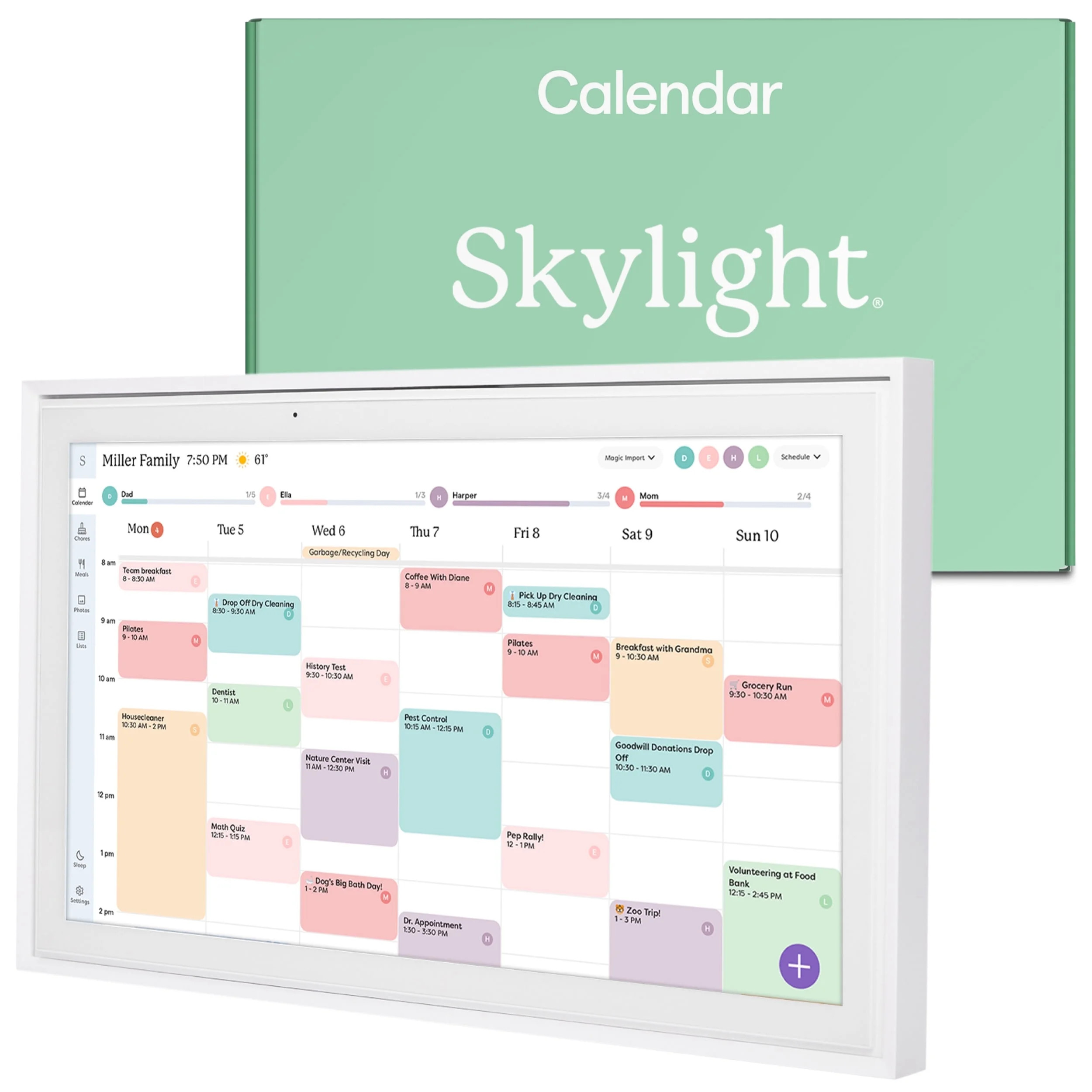 Skylight 15 inch All-in-One Touchscreen Family Calendar and Chore Chart Wall Calendar, White | Walmart (US)
