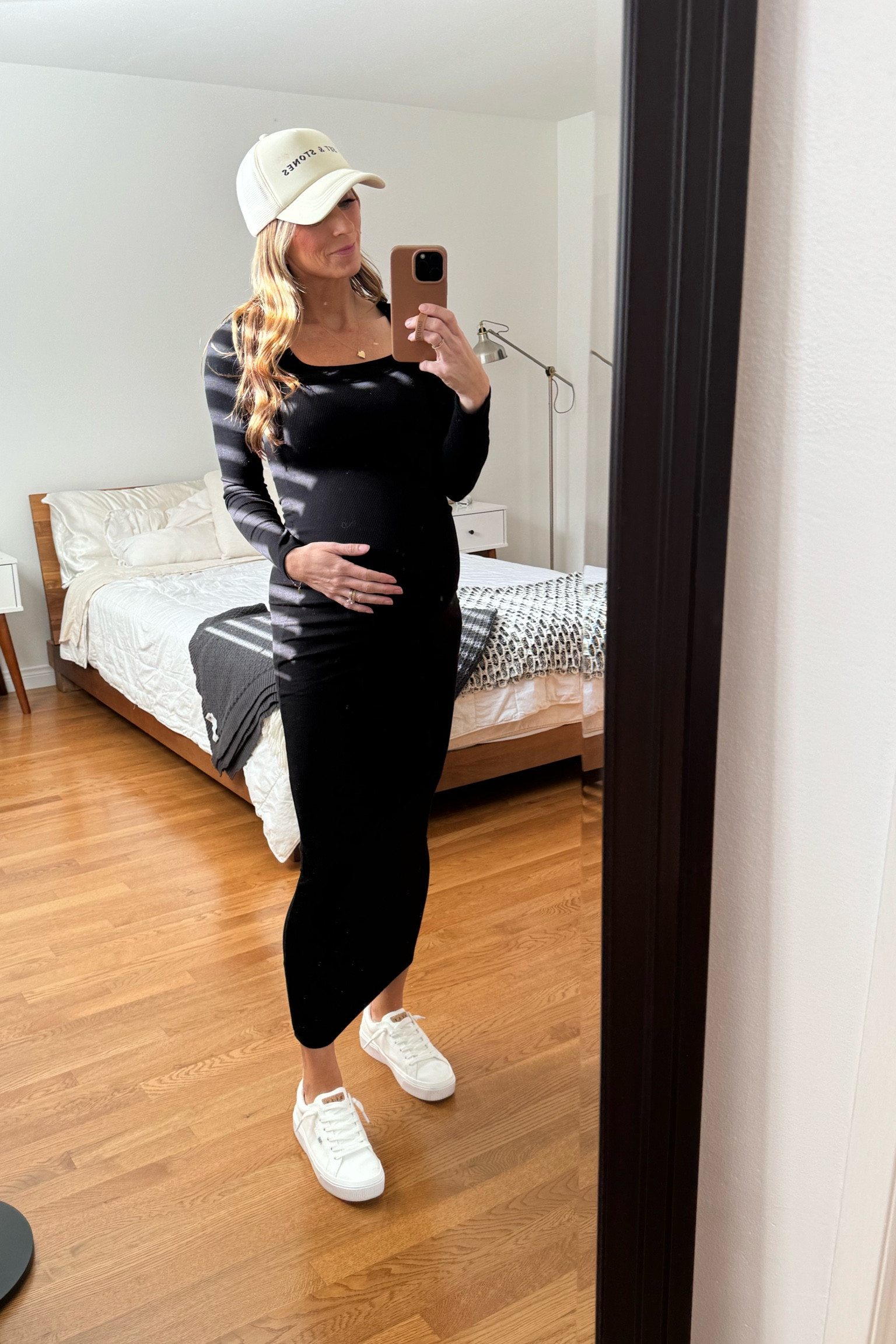 I love a black stretchy dress for pregnancy!! Dressed up & dressed down! Love these reef tennis shoes with it & a simple ball cap. 

Maternity, pregnancy outfit, white tennis shoes, black ribbed dresss

#LTKSeasonal #LTKbump #LTKstyletip