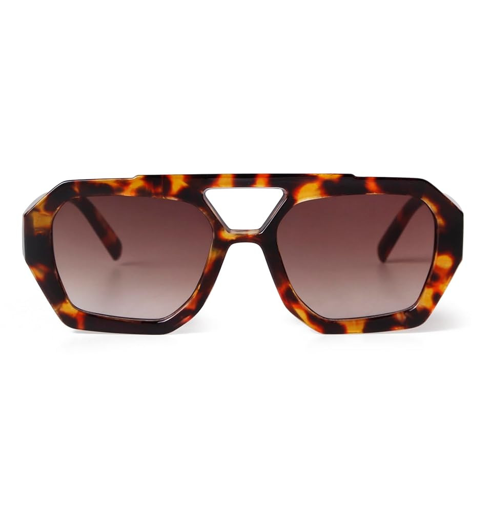 SDINM Trendy Designer Hexagon Aviator Sunglasses for Women Men Retro 70s Square Thick Frame Sun G... | Amazon (US)