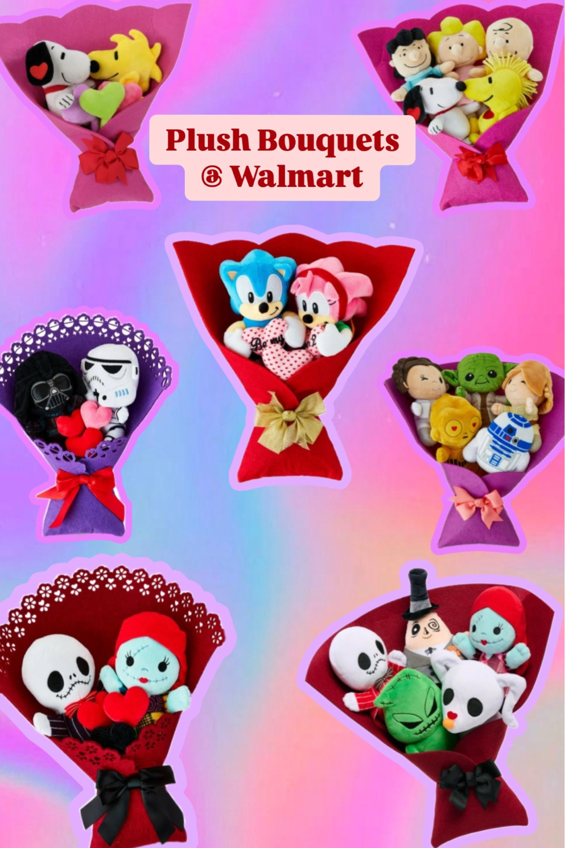 Check out these adorable must-have character plush bouquets! Sonic, Starwars/Nightmare before Christmas/Charlie Brown! Available @ Walmart.com now! 

#LTKGiftGuide #LTKWatchNow #LTKKids

#LTKWatchNow #LTKGiftGuide #LTKSeasonal
