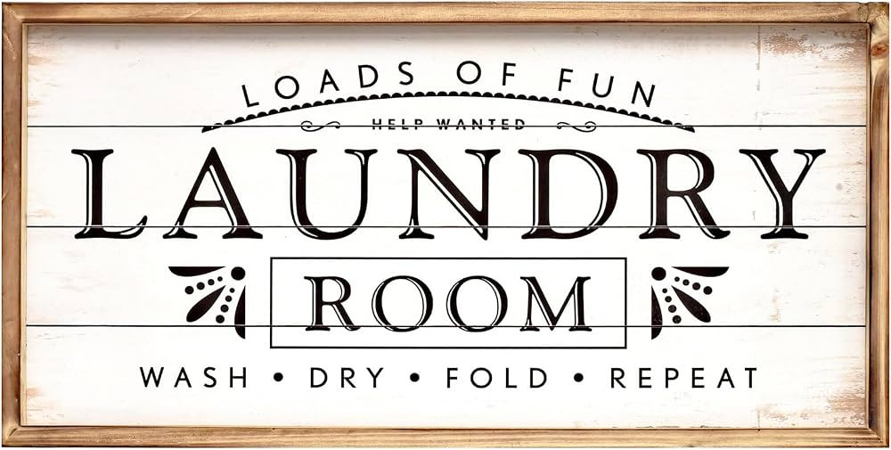 Large Laundry Sign for Laundry Decor, Loads of Fun Laundry Room Wooden Sign, 24 x 12 Inches Wood ... | Amazon (US)