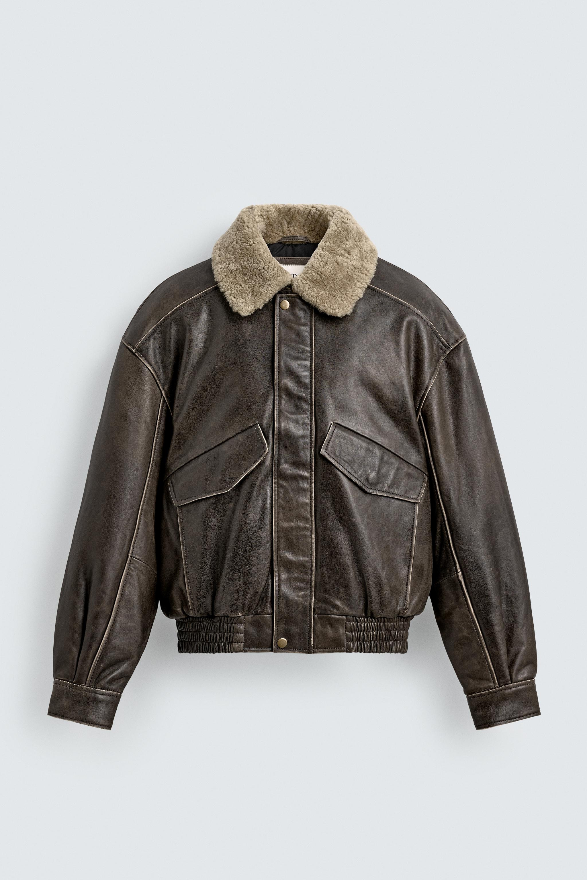 LIMITED EDITION MATCHING COLLAR LEATHER JACKET | Zara US