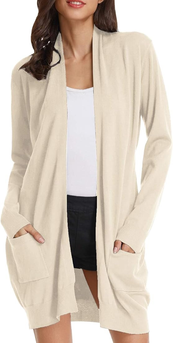 GRACE KARIN Essential Solid Open Front Long Knited Cardigan Sweater for Women | Amazon (US)