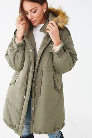 Faux Fur-Lined Longline Parka | Forever 21 (US)