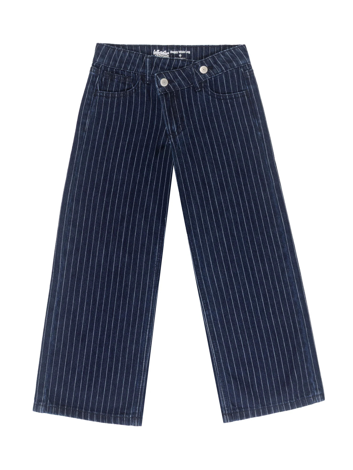 Wonder Nation Girls Crossover Waist Wide Leg Jeans, Sizes 5-18 | Walmart (US)