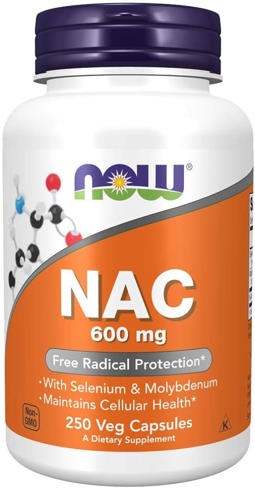 NOW Supplements, NAC (N-Acetyl Cysteine) 600 mg with Selenium & Molybdenum, 250 Veg Capsules | Amazon (US)