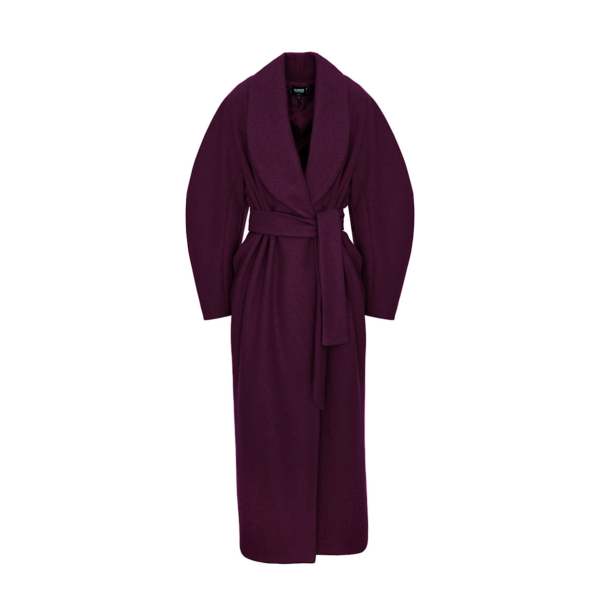 Long Plum-Purple Coat With Belt And Wide Lapel | Wolf & Badger
