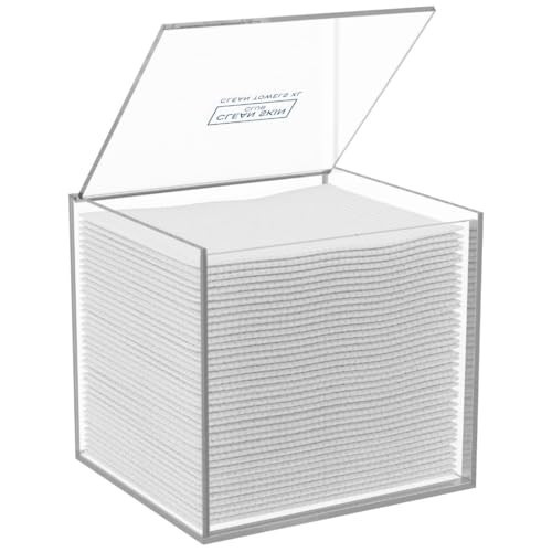 CLEAN SKIN CLUB Clear Acrylic Box for Clean Towels XL (NOT Included), Container For 50 Disposable Clean Towels XL, Face Towelettes Bathroom Counter Storage, Bin for Cleansing Facial Dry Wipes | Amazon (US)