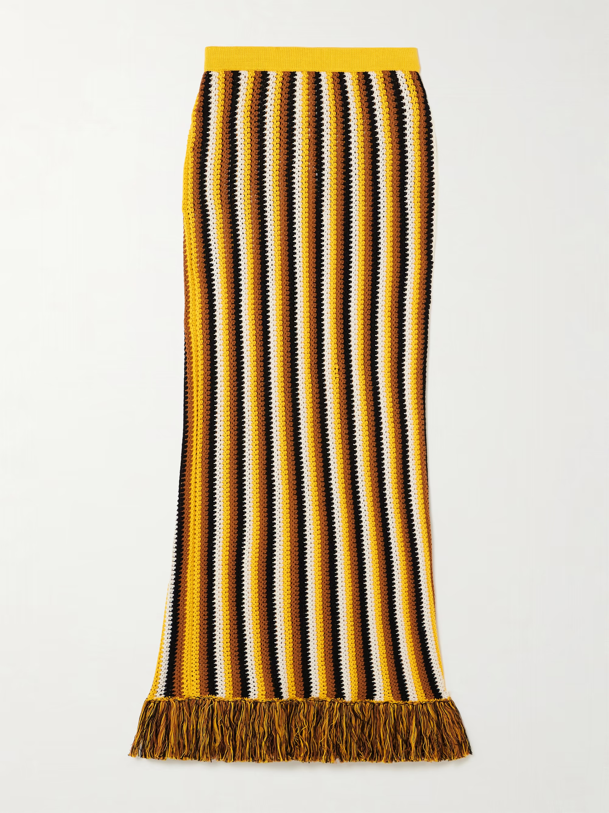 Misti fringed striped crocheted cotton maxi skirt | NET-A-PORTER (US)