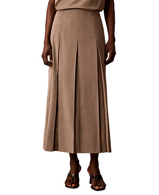 Women's Side Zip Inverted Pleat High-Waisted Midi Skirt | Macy's