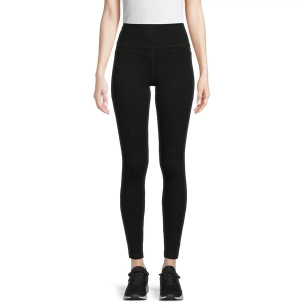 Athletic Works Women's Stretch Cotton Blend Ankle Leggings with Side Pockets | Walmart (US)