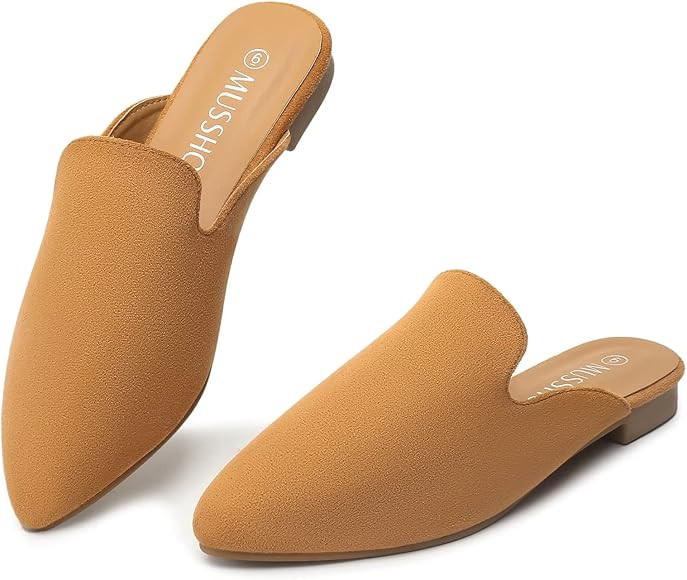 MUSSHOE Mules for Women Flats Comfortable Pointed Toe Women Mules | Amazon (US)