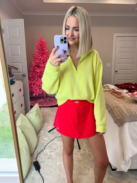 Red skirt / Christmas colors / half zip pullover / match point tennis skirt
Size: XXS in skirt 

#LTKstyletip #LTKSeasonal #LTKHoliday