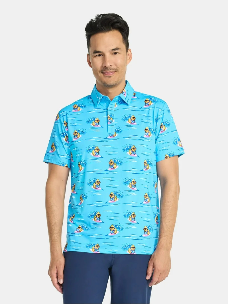 Birdie Bound Men's Surfing Print Polo Shirt, Sizes S-3XL | Walmart (US)