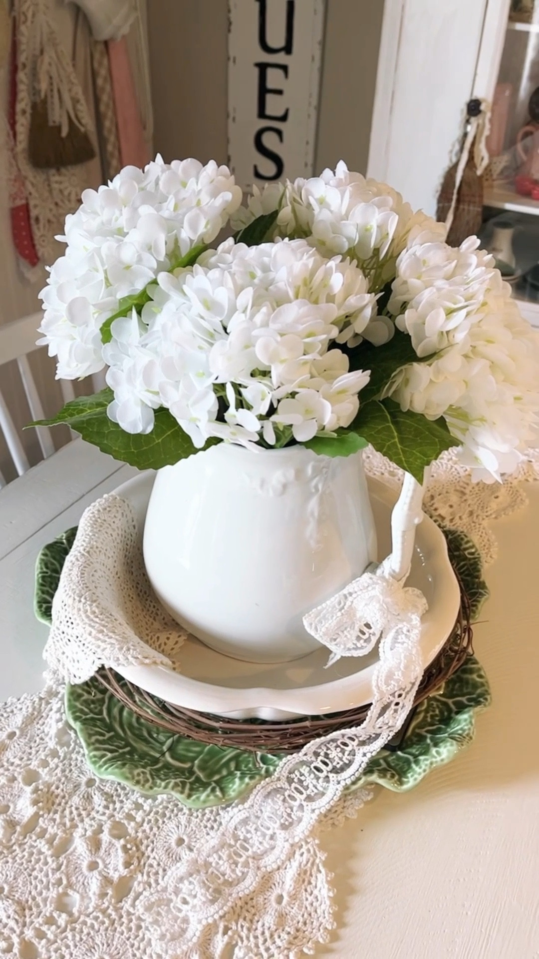 Prettiest faux hydrangeas and strawberry sign! 

#LTKStyleTip #LTKSeasonal #LTKHome